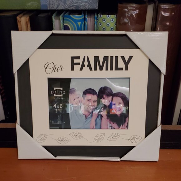 Prinz "Our Family" Brown & White Leaves 4"x6" Photo Frame #5620-001 New in Box - Picture 2 of 4